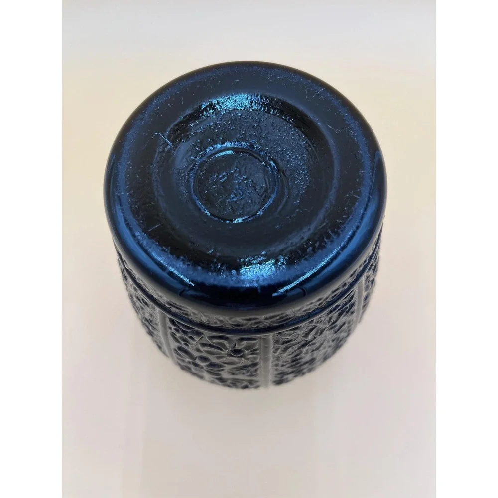 LE Smith Black Amethyst Glass Vase: Embossed Floral Design